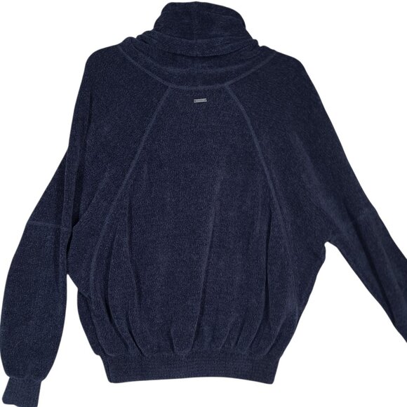 Prana Womens Chenille Cowl Neck Sweater Auberon Navy Blue Long Sleeve Pullover M - Picture 3 of 9